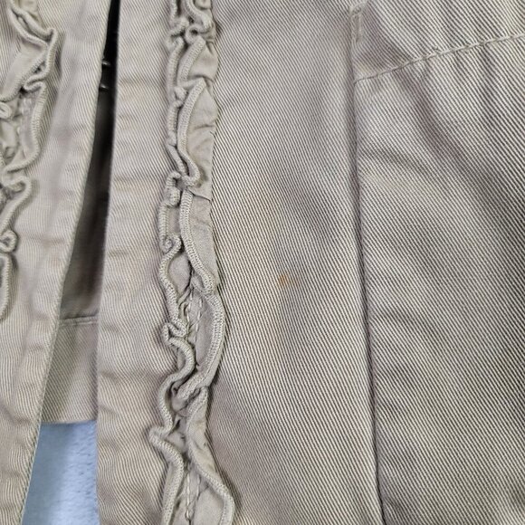 J. Crew Tan Ruffle Trim Classic Twill Chino Women's Jacket | Size 8 - Picture 6 of 11